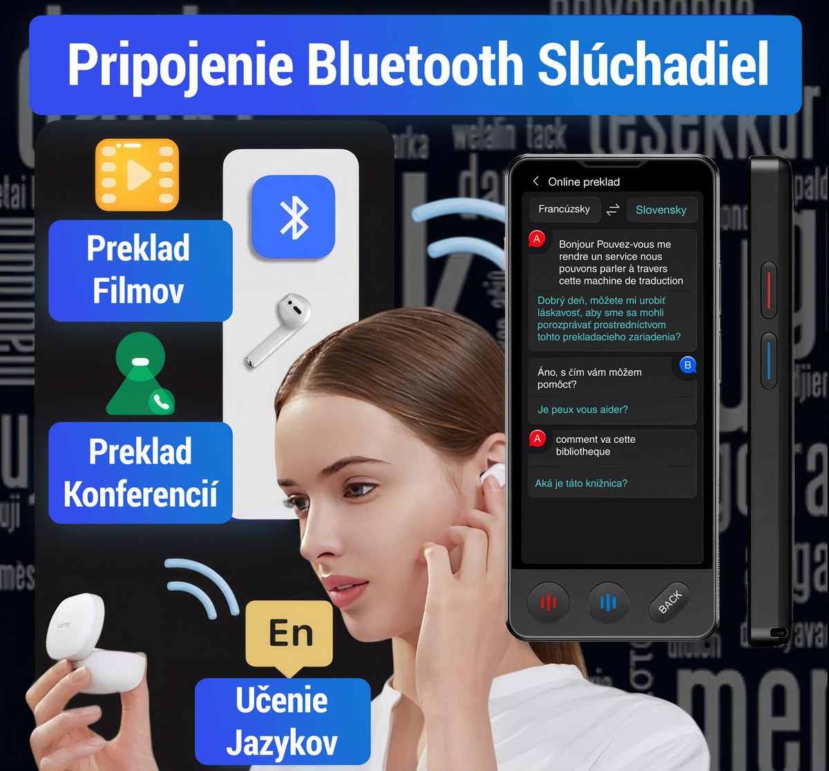 pripojenie sluchadiel bluetooth langie s3 prekladac